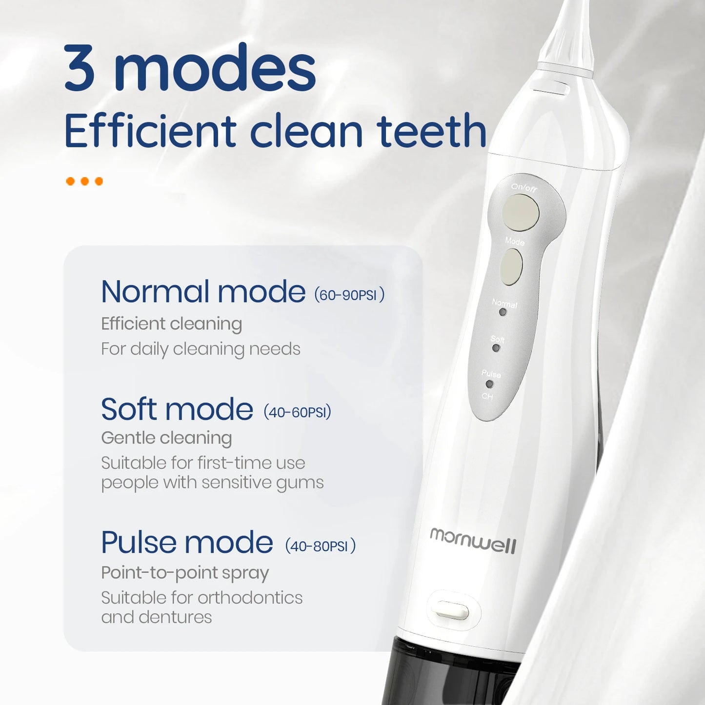 Oral Irrigator D52 Portable Dental Water Flosser USB Rechargeable Water Jet Floss Tooth Pick 4 Jet Tip 220Ml 3 Modes Teeth Clean