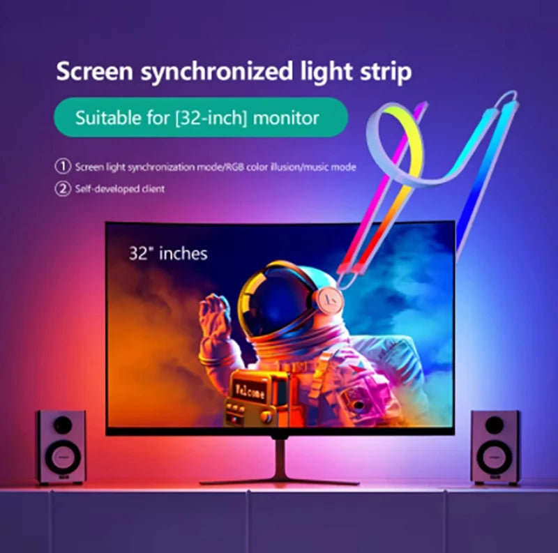 Skydimo Color Music Game Sync 24" Screen Gaming Amosphere Ambient Smart TV Monitor LED Strip Backlight Light for Computer Screen