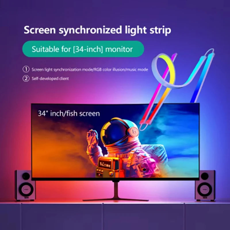 Skydimo Color Music Game Sync 24" Screen Gaming Amosphere Ambient Smart TV Monitor LED Strip Backlight Light for Computer Screen